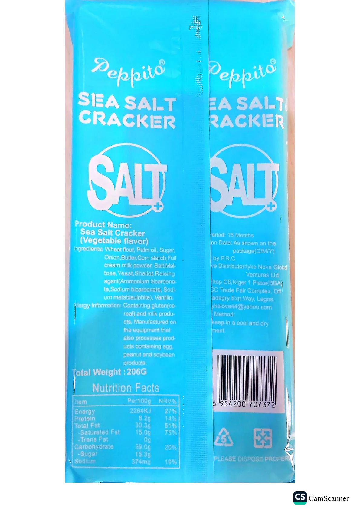 Peppito Sea Salt Cracker (Vegetable flavor)