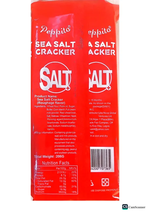 Peppito Sea Salt Cracker (Roughage flavor)